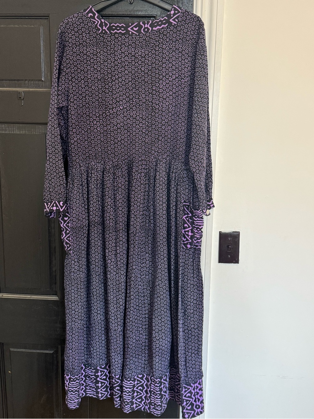 Women's Purple Patterned Button-Front Dress - Picture 4 of 5